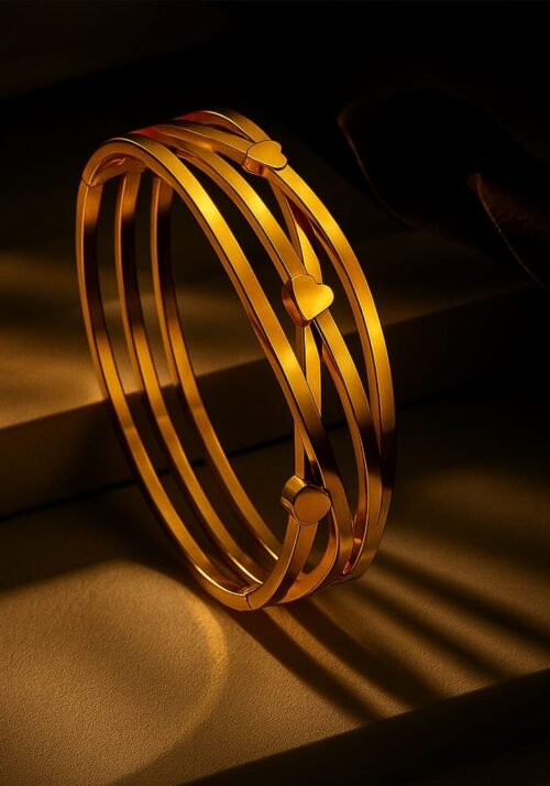 VAKHDUCI Women 18K Gold-Plated Heart Bangle