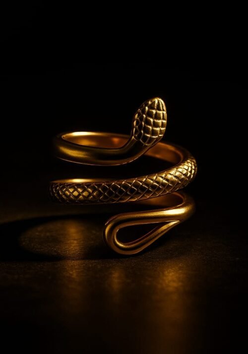 Vakhduci LineAura Snake Adjustable Open Ring