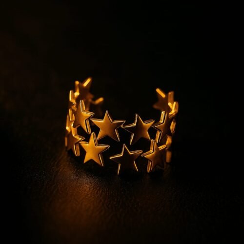 Vakhduci LineAura Star Adjustable Open Ring