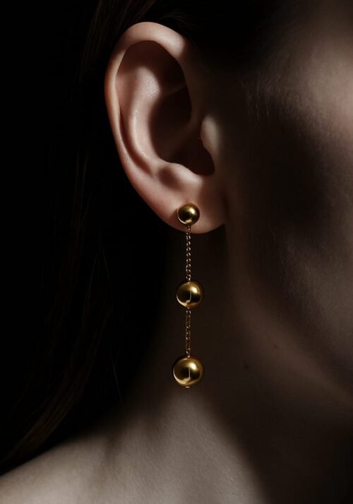 VAKHDUCI Golden Orb Elegant Drop Earring
