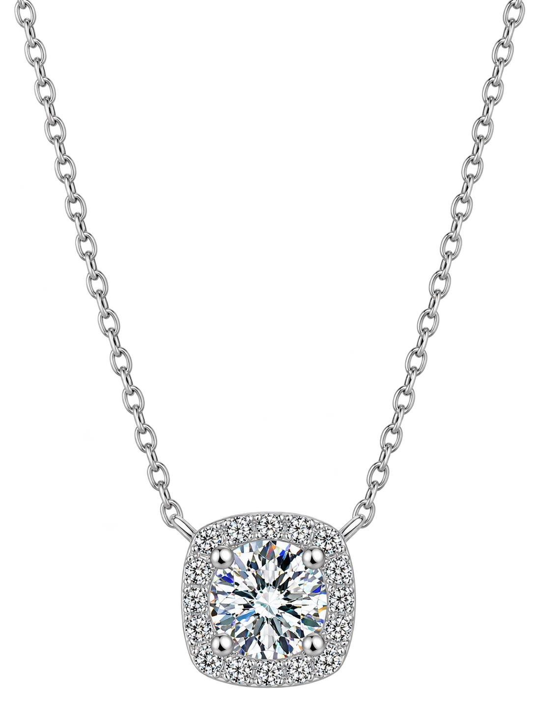 VAKHDUCI Geometric Quadrilateral 925 Sterling Silver Chain Necklace - Image 3